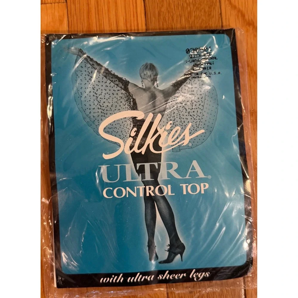 Silkies Ultra Control Top Pantyhose Ultra Sheer‎ Legs Nude Beige Vtg 2 Pairs XL